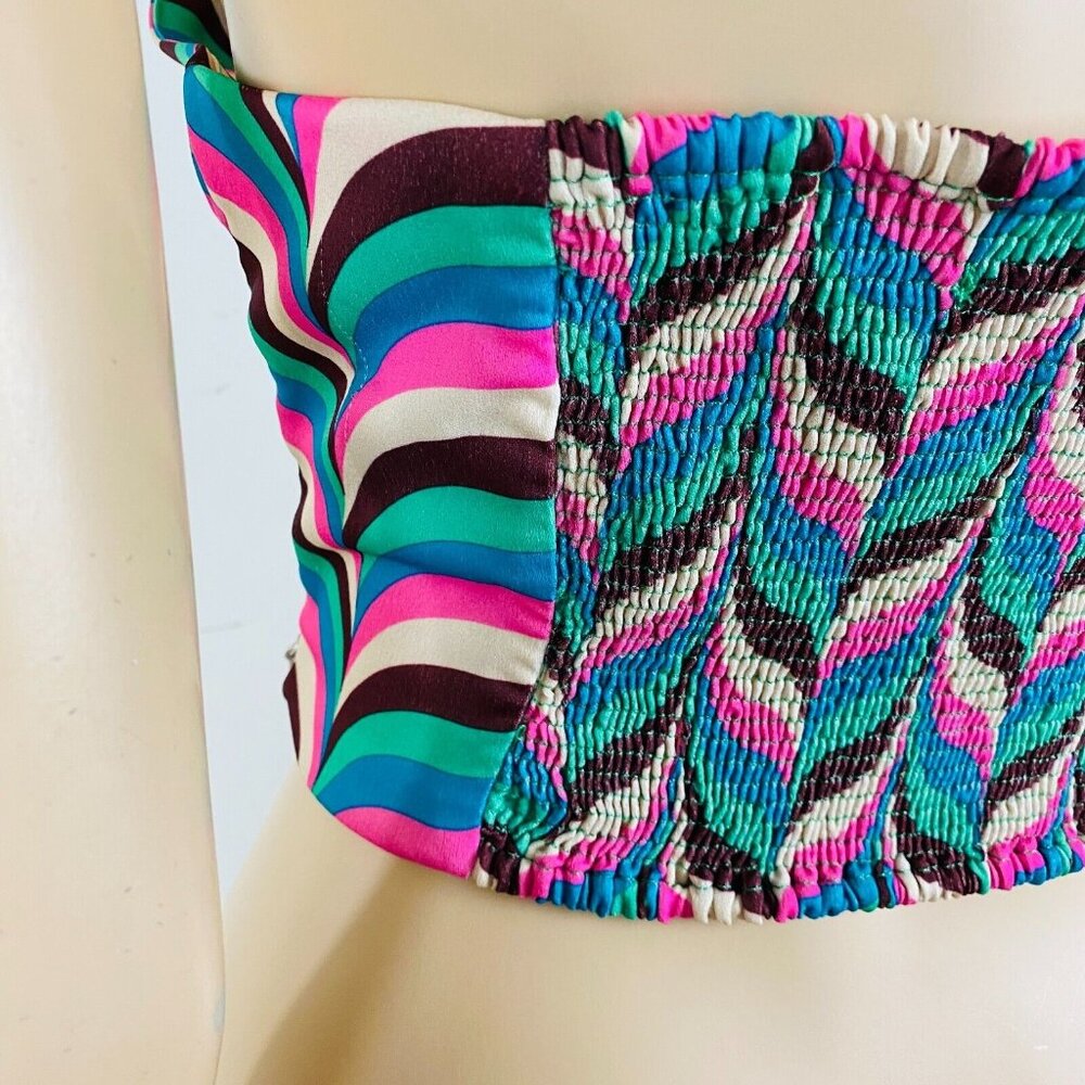 Zara Colorful Mod Bohemian Wavy Print Summer Wome… - image 5